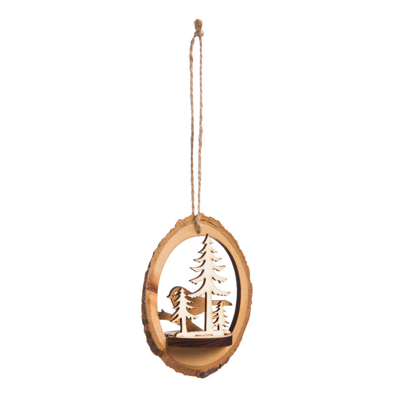 The Holiday Aisle® Wood Serene Scene 3D Hanging Figurine Ornament